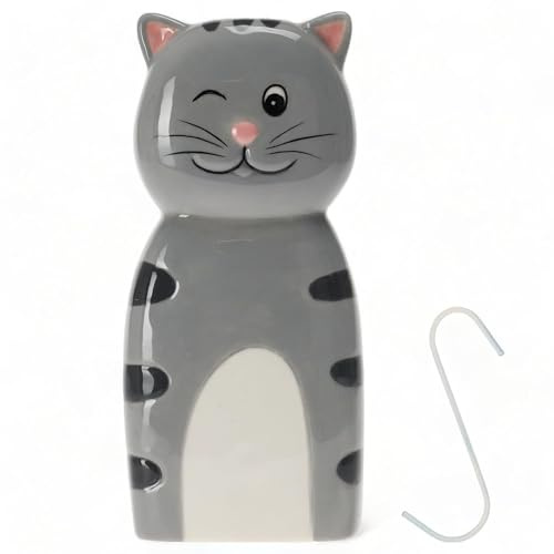 MIJOMA Luftbefeuchter Wasserverdunster in niedlicher Tierform, aus Keramik, Praktisch und Umweltfreundlich - 200ml Kapazität, Verbessertes Raumklima (Katze)