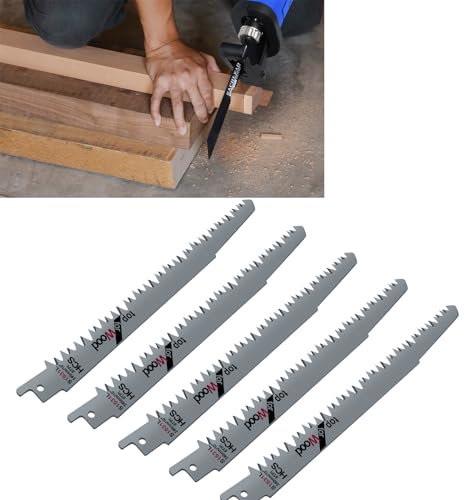 Wood Pruning Reciprocating Saw Blade, S1531L 5TPI 240mm/10inch Sawzall Blades for Metal & Wood Pruning Reciprocating Saw Blades, 5 Pack