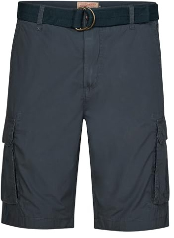 Petrol Industries Herren Cargo Shorts mit Gürtel - Herrenshorts - Kurze Hosen Baumwolle - Cargohose - Grau - XXL