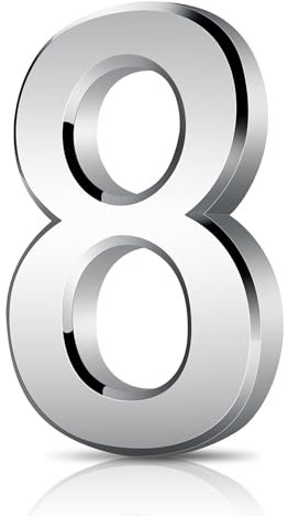 3D Mailbox Address Numbers - 3 Inches Self Adhesive Waterproof Door Stickers for House, Hotel Rooms, Mail Boxes - Silver (8)