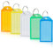 Romon Porte Clés, 20 Pièces Porte Clef Plastique avec Étiquettes en Papier Vierge Couvercles Transparents et Anneaux Fendus Identificateurs Robustes, Porte Cle Assorties ID Eiquettes, 5 couleurs