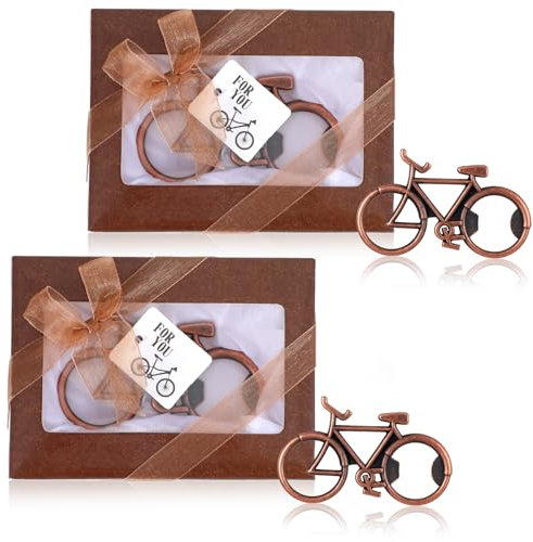 AOZUO Lot de 2 ouvre bouteilles de vélo, ouvre bouteille décoratif en acier inoxydable pour vélo, cadeau amusant pour les amateurs de vélo, mari, petit ami, père, grand père avec boîte cadeau