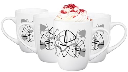 Glasmark Krosno Lot de 4 tasses à café en porcelaine avec anse Blanc 300 ml