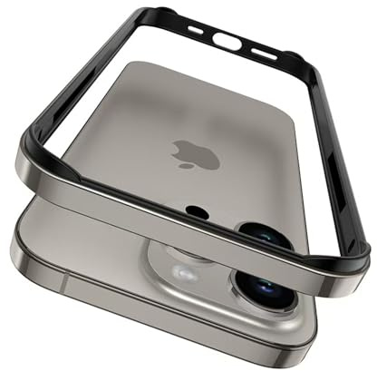 AOPNN Schlanke Hartschalen-Schutzhülle für iPhone 16 Pro, Aluminium-Metall, Rahmenschutz mit weicher Innenstoßstange, erhöhter Kantenschutz (graues Titan)