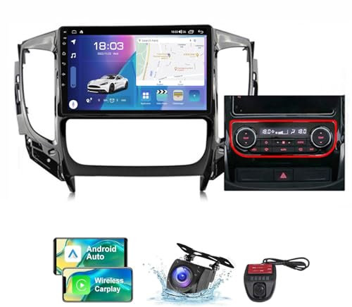 ZZPHKK Android 13 Carplay Android Auto Car Radio 2 DIN für Mitsubishi L200 5 2015-2019 FM RDS DAB+ Car Radio mit Screen 9 Zoll Unterstützung DSP Equalizer/Bluetooth 5.0/Rear View Camera(B,NF-7)