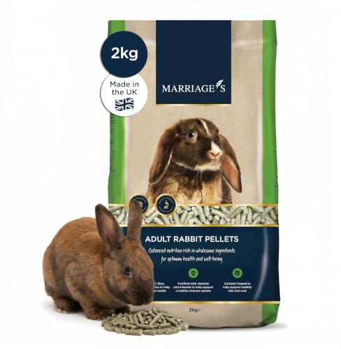 Marriage’s - Adult Rabbit Pellets, Nutritious Rabbit Nuggets (2kg) | Outdoor & Indoor Rabbit Food, Healthy Weight & Immune System, High in Fibre, 100% Nutri-Pressed, Suitable for 20 Weeks+
