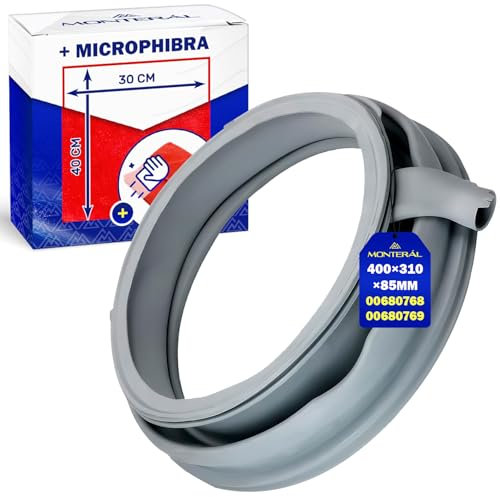 Junta de Goma para la Escotilla de Puerta Lavadora 400 x 310 x 85 mm con Código Original 00680768 680768 00680769 680769 00772653 para Bosch para Siemens - Completo con Bayeta Microfibra - MONTERAL