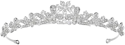 TUONYIS Krone Prinzessin Mädchen Damen Diadem Crown Kristall Tiaras Prinzessinnenkrone Eleganter Strasssteine Tiara Hochzeit Braut Frauen Stirnband für Geburtstag Party Hochzeit Tanzparty(Silber)