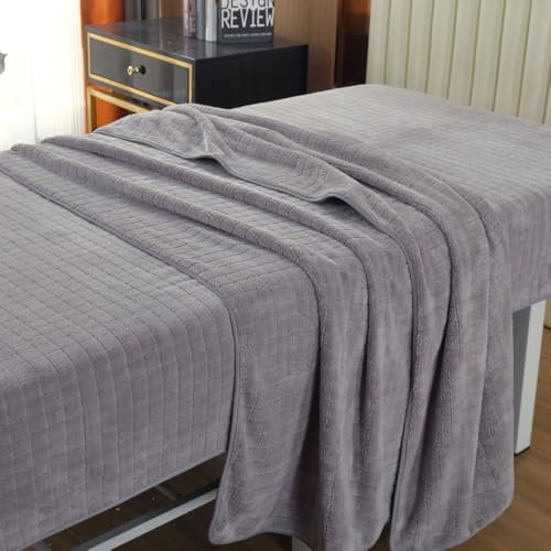 Morbuy Draps de Lit Table de Massage sans Trou, Serviette Couverture Housse de Coussin de Massage Lavable Serviette de Massage Réutilisable pour Spa Beauté et Salon du Visage (100x190cm,Gris)