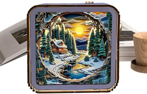 Wiederaufladbares Nachtlicht, Holzpuzzle Nachtlicht | Holz Landschaft Puzzle Spielzeug - Tragbares sensorisches Spielzeug, verstellbare Tischlampe für Schlafzimmer, Wohnzimmer