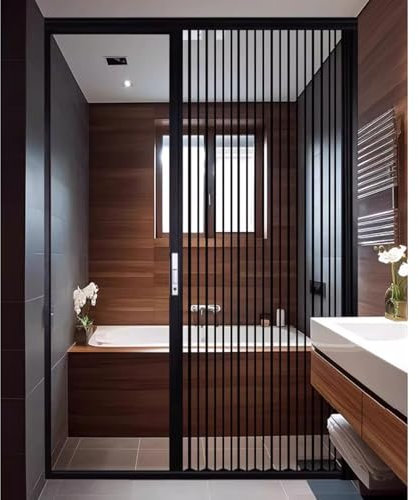 Porte a libro Porte a fisarmonica di dimensioni personalizzabili con serratura, 200/220/240 cm senza foratura Porta a soffietto con vetro acrilico, Cancello divisorio per bagno e cucina(203x241cm (80