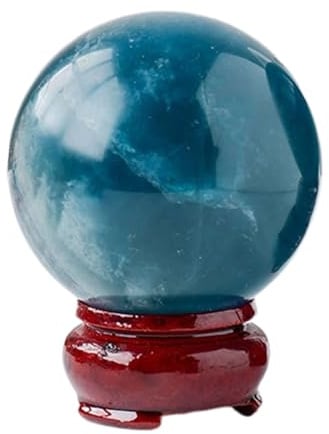 DECORN Natürliche Blaue Fluorit heilende Quarz-Kristallkugel-Skulptur Figur Edelstein Ball mit Ständer Feng Shui Chakra Home und Büro Dekoration,4~5cm