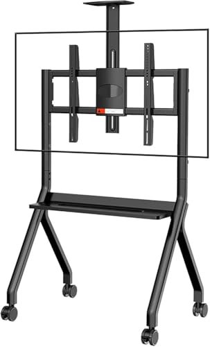 Smart Board Stand for 42-75inch Smart Whiteboard, Floor TV Stand with Four Lockable Wheels, Design for Office Classroom Home(Color:Black)