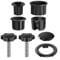 Kit de 8 pièces de rechange en plastique pour pieds de parasol - Pièces de rechange résistantes à l'usure - Avec anneau et vis - Pour la plupart des trous de parasol de plage, jardin, balcon (noir)