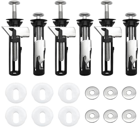 6 Pack Toilet Seat Bolts, Stainless Steel Toilet Seat Fixings | Universal Top Fixing Replacement Screws for Toilet Seat Hinges, Heavy Duty Fittings Kit