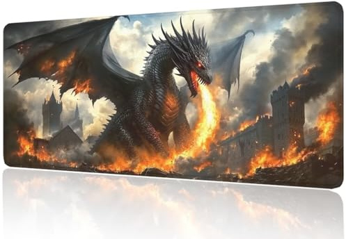 Tapis de Souris 1400x600 Noir, Tapis Souris XXL Gaming Dragon - Base Anti-Dérapante en Caoutchouc, Surface Micro-Tissée pour Précision, Silencieux, Lavable sous Main pour Gamer et Télétravail M1-447