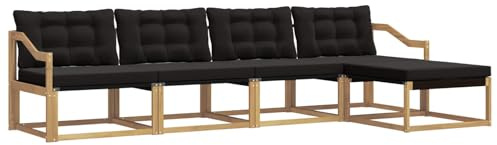 vidaXL Outdoor-Sofagarnitur mit Kissen 5 pcs Weiß und Schwarz, Garten, moderner, langlebiger Outdoor-Sofa, Sessel-Ecke, Lounge-Möbel, Terrasse Set