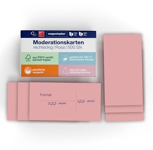 magnetoplan Moderationskarten, rechteckig | Rosa | 500 Stk.
