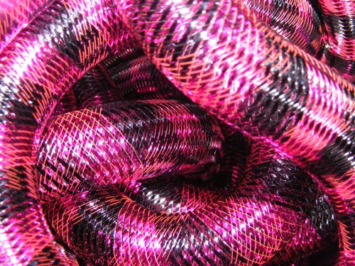 5 Yards Tubular CRIN Swiss Stretchy Ribbon Cyberlox (Black Fuchsia Stripe)