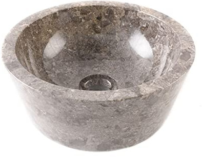 Listo para ser vivida piedra natural de mármol MINIJAYA Lavabo cuadrado de diámetro 30 cm - gris
