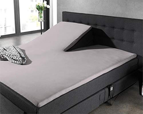 Splittopper Spannbettlaken 100% Baumwolle 90cm Splittiefe Matratze Split Spannbettlaken Grau 160x200 cm