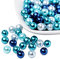 PH PandaHall 100Pcs Perle en Verre Perle Bleu Pour Bracelet, Perles Rondes 8mm Perles Bleu Nacré Perles de Verre Rondes, pour DIY Fabrication de Bijoux Colliers Bracelets, Trou: 1mm