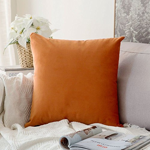 MIULEE Samt Kissenbezug Kissenhülle Dekorative Sofakissen Dekokissen Groß Deko Couchkissen Zierkissen Bezug Zierkissen mit Verstecktem Reißverschluss für Sofa Schlafzimmer 1 Stück 60x60 cm Orange