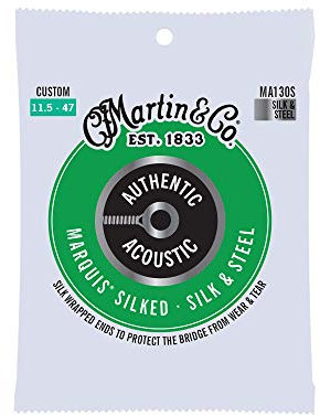 MARTIN Cuerdas para guitarra acústica, Marquis Silked Custom 11.5/47, acero y seda (MA130S)
