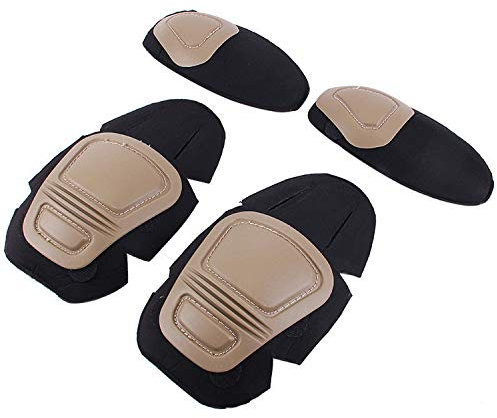 Tattico Ginocchiere e Gomito Protector Pad Per Paintball Airsoft Combat Uniform Militare Suit 2 Ginocchiere & 2 gomiti/set, Tan