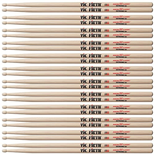 Vic Firth Extreme X5A - Bacchette per batteria con punta in legno, confezione da 12 paia