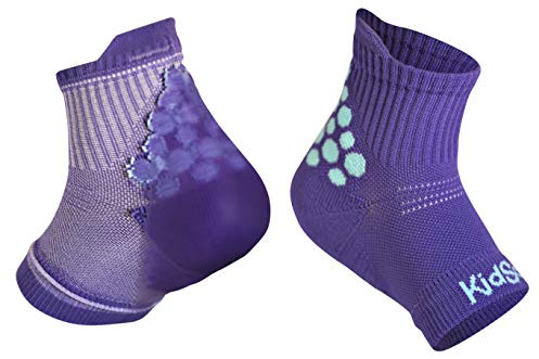 KidSole RX Gel Sports Sock for Kids with Heel Sensitivity from Severs Disease, Plantar Fasciitis (Kid's 2-7, Purple)
