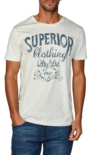 riverso Tshirt Herren Baumwolle Regular Fit RIVLeon Rundhals Kurzarm Sommer Tee Shirt Print, Größe:3XL, Farbe:Weiß (BJD)