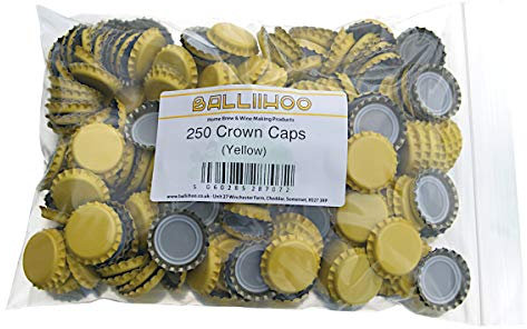 BALLIIHOO Pack of 250 Crown Bottle Caps - Yellow