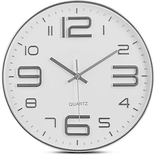 Bernhard Products - Orologio da parete in oro rosa, 30,5 cm Argento e bianco.