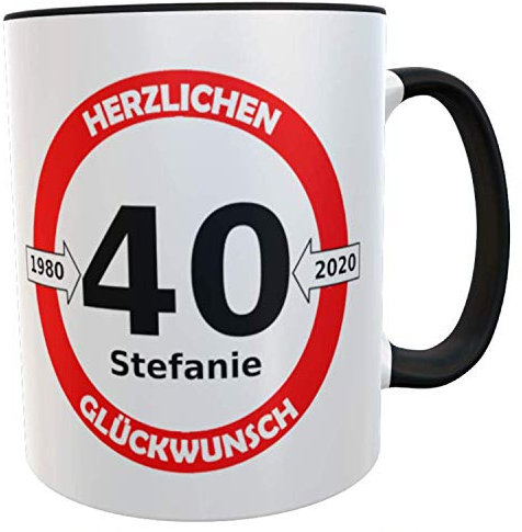 Kilala Geburtstagstasse Verkehrszeichen mit Namen und Alter (40)