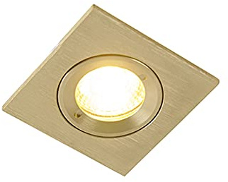 Qazqa Einbaustrahler, Einbauleuchte - Xena - Gold, max. 50W, Geeignet für LED, 8cm, Quadratisch, IP44, Ideal als Badezimmerlampe und