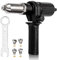 Bestgle Cordless Drill Electric Rivet Gun Adapter, Riveting Drill Adapter Riveter Insert Nut Tool with 2.4/3.2/4.0/4.8mm Diameter Rivet Head and Handle Wrench Black