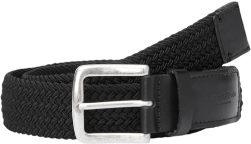 Marc O'Polo Herren Gürtel geflochten aus Stoff, Schwarz (Black), 90