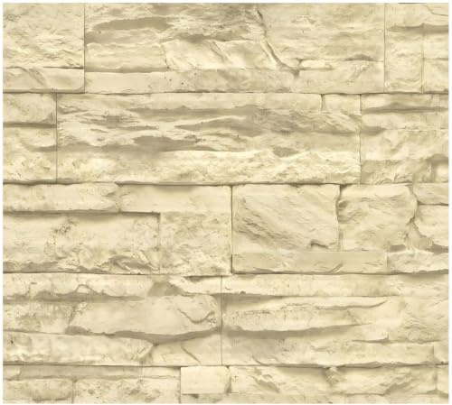 Profhome Steinoptik Tapete 707130-GU Vliestapete beige creme-weiß 0,53 m x 10,05 m / 5,33 m2