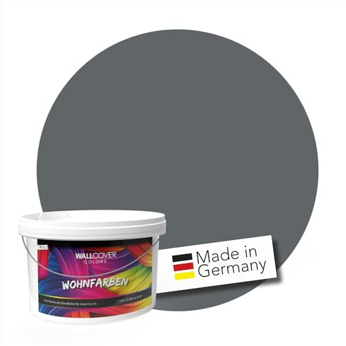WALLCOVER hochwertige Wandfarbe für Innen | Grau | 1L für 8m² | Hochdeckende Innenfarbe Matt (Klasse 1) | Profi Qualität aus Deutschland