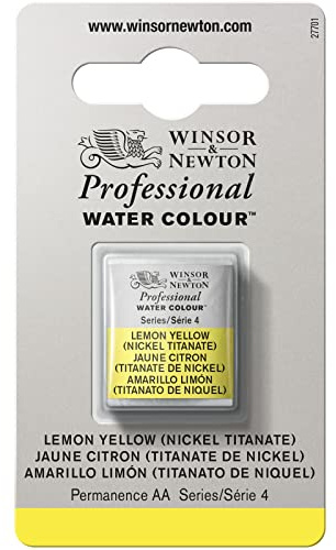 Winsor & Newton Professional Watercolour Paint, Artist Quality, Finest Pigments, Lemon Nickel Titanium, Half Pan