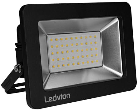 Ledvion - LED Flutlicht, 50 Watt, LED Flutlicht, 4000K, 4250 Lumen, IP65 Wasserdicht, Mit Schnellanschluss