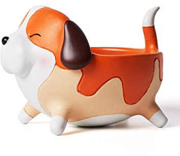 SEINHIJO Plato de Caramelos Dulces Tarro de Galletas Perro Escultura Decorativa Modern Figura Arte Animal Regalo Interior Estatua Resina 17cm