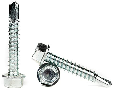 Lot de 50 vis auto-foreuses hexagonales à tête dentelée en acier pour tôles métalliques, fenêtres de toiture, 6,3 mm x 32 mm