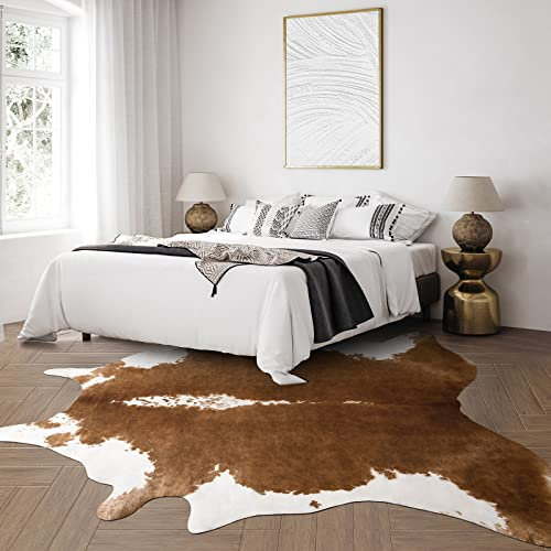 Keeko Teppich aus Rindsleder, kleiner Kuhdruck, 11,7 x 13,2 cm, für Wohnzimmer, Eingangsbereich, rutschfest, für Innenbereich, Premium-Tierdruck, Teppiche für Schlafzimmer, Wohnheim,