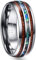 Vakki Herren Damen Ring Silber Holz 8mm Wolframkarbid Abalone Muschel Ring Ehering Verlobungsring Größe 57(18.1)