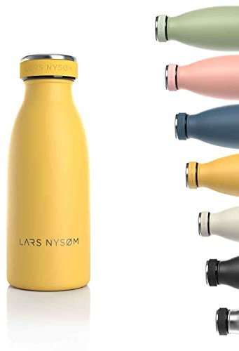 LARS NYSØM Gourde INOX 350ml | 0.35L Bouteille d’eau isolée | Gourde étanche pour Le Sport, la Bicyclette, Les Enfants (Mustard Yellow, 350ml)
