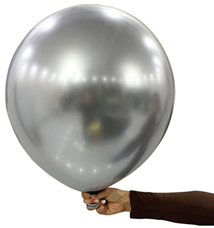 18 Zoll Große Silber Metallic Luftballons,15 Stück Gross Chrom Silber Helium Ballons für Partys Dekoration