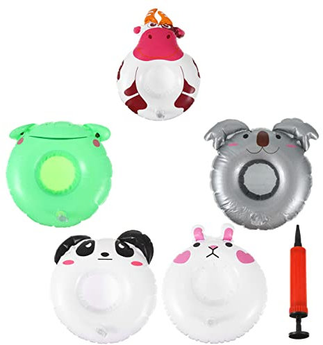 1 Set Cartoon Aufblasbare Untersetzer Beach Drink Cup Halter Strand Sommerparty Requisiten Drink Halter Schwimmer Nachhalter für Die Sommerpool- Party (Gemischter Stil)
