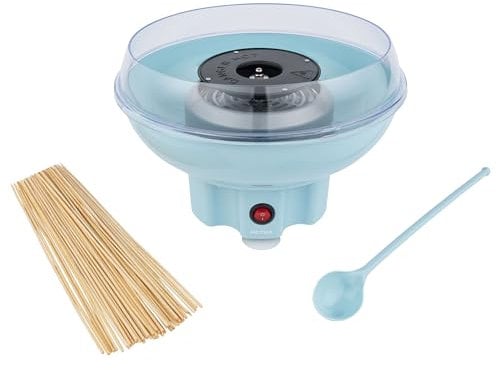 Petra Zuckerwattemaschine für Zuhause - Elektrische Retro-Zuckerwatte-Party-Gadget fur Kindergeburtstag, Enthält 50 x Zuckerwatte Stäbchen & Messlöffel, 400W, BPA-frei, tragbar, Blau